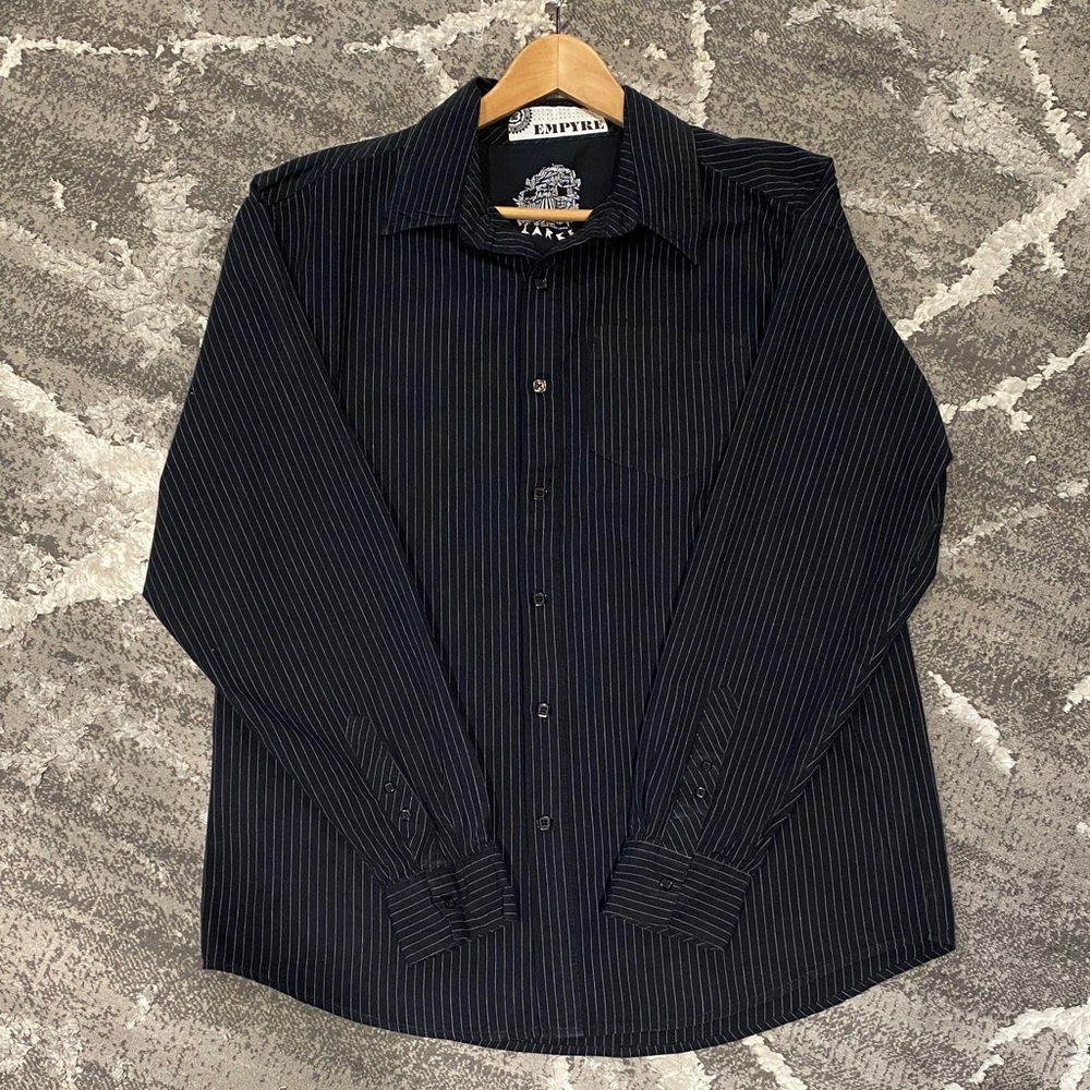 Empyre Black Pinstripe Button-Up Dress Shirt
